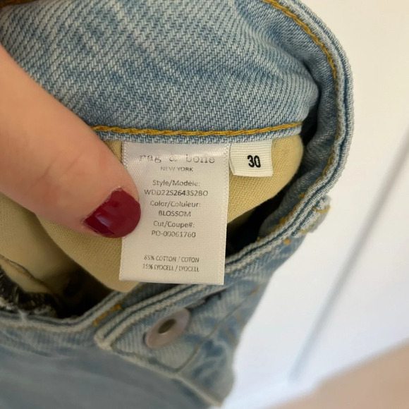 Rag & Bone Dre Low Rise Boyfriend Jeans Light Blue Wash Blossom Size 30 - Picture 6 of 7